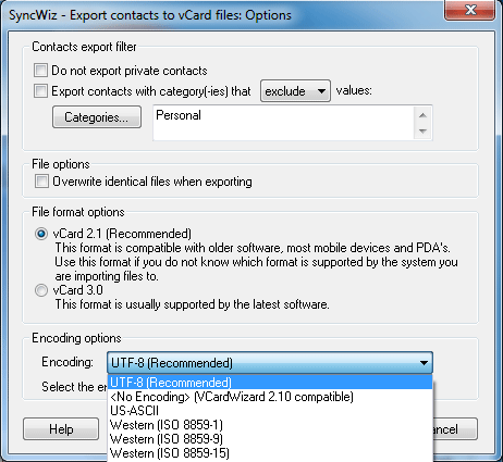 vCard Outlook converter will support .vcf files in different encodings